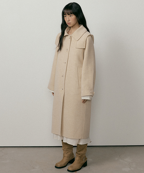 LINGSEOUL（リングソウル）の「handemade hooded long coat-beige（チェスターコート・レディース・ベージュ・FREE）」の2枚目の写真