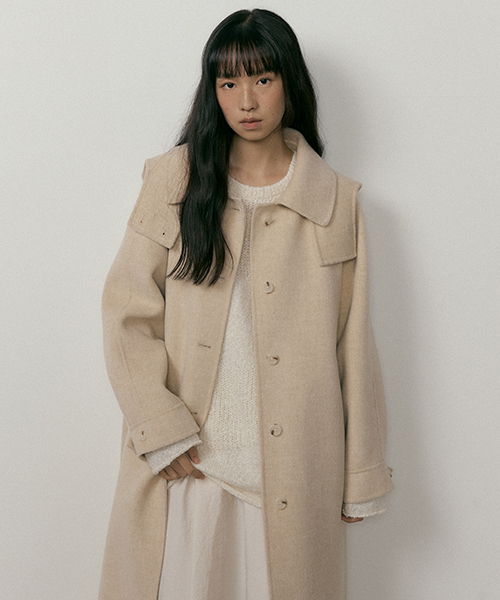 LINGSEOUL（リングソウル）の「handemade hooded long coat-beige（チェスターコート・レディース・ベージュ・FREE）」の3枚目の写真