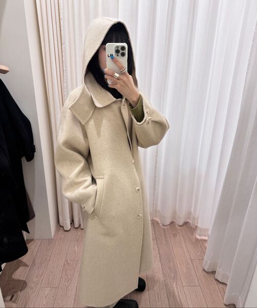 LINGSEOUL（リングソウル）の「handemade hooded long coat-beige（チェスターコート・レディース・ベージュ・FREE）」の5枚目の写真