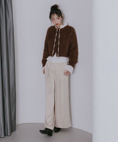 archives（アルシーヴ）の「サテンタックパンツ（その他パンツ・レディース・ネイビー/ブラウン/ベージュ・MEDIUM）」の9枚目の写真