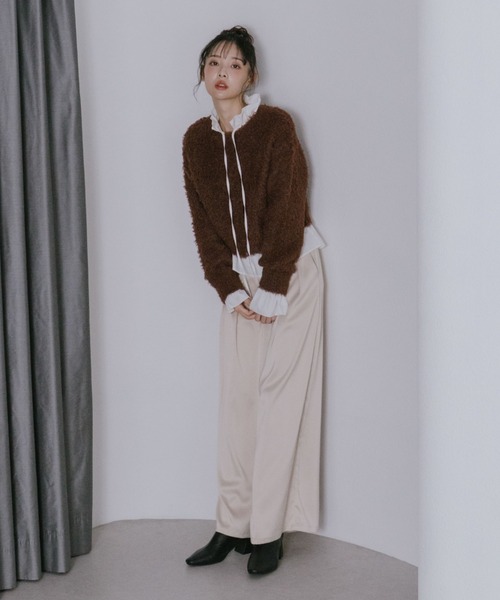 archives（アルシーヴ）の「サテンタックパンツ（その他パンツ・レディース・ネイビー/ブラウン/ベージュ・MEDIUM）」の10枚目の写真