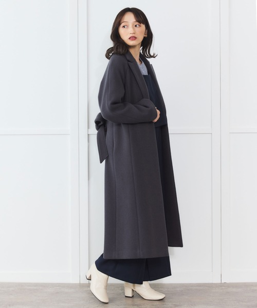 Sirin（シリン）の「PECOLAMB ウールメルトンガウンコート【2サイズ展開】（その他アウター・レディース・ベージュ/ライトグレー/チャコールグレー・X-SMALL/SMALL）」の2枚目の写真