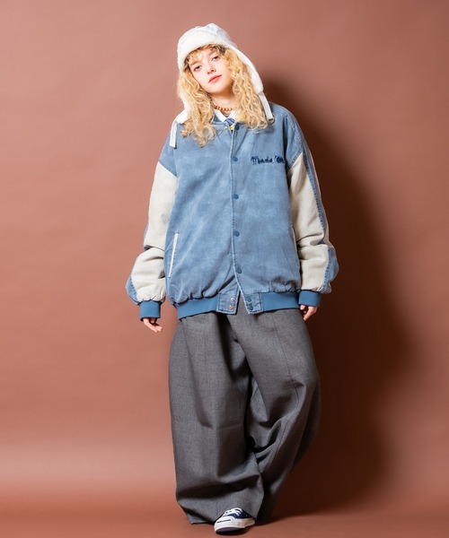 a.p.o.v.(エーピーオービー)の「a.p.o.v. ダメージナンバリングヴィンテージテイストデニムオーバーサイズスタジャン(スタジャン・メンズ・ブルー/グレー・ONESIZE)」の6枚目の写真