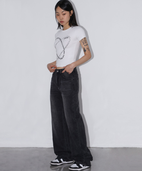 CHICKS（チックス）の「バックロゴヴィンテージウォッシングデニムパンツ黒青（デニムパンツ・レディース・ブルー系その他・FREE）」の5枚目の写真