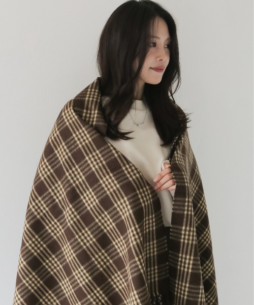 HER CLOSET（ハークローゼット）の「【HER CLOSET】ベーシックチェックマフラーBASIC CHECK MUFFLER（マフラー・レディース・ブラウン系その他/ホワイト系その他・FREE）」の14枚目の写真