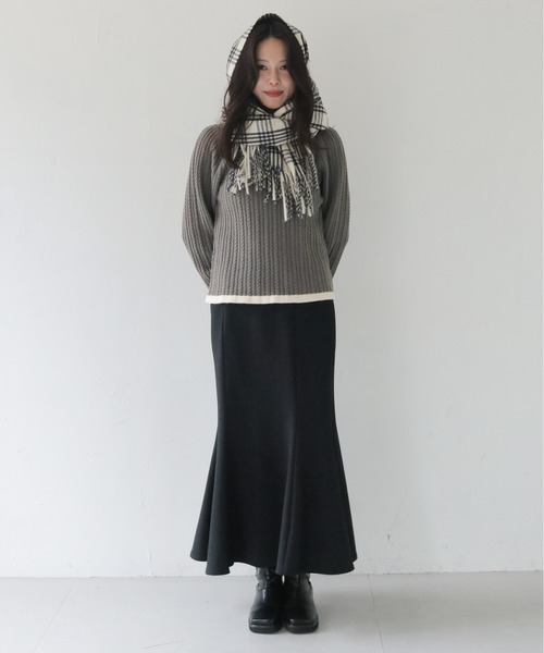 HER CLOSET（ハークローゼット）の「【HER CLOSET】ベーシックチェックマフラーBASIC CHECK MUFFLER（マフラー・レディース・ブラウン系その他/ホワイト系その他・FREE）」の5枚目の写真