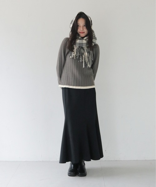 HER CLOSET（ハークローゼット）の「【HER CLOSET】ベーシックチェックマフラーBASIC CHECK MUFFLER（マフラー・レディース・ブラウン系その他/ホワイト系その他・FREE）」の6枚目の写真