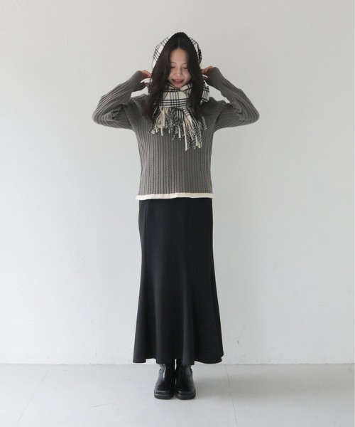 HER CLOSET（ハークローゼット）の「【HER CLOSET】ベーシックチェックマフラーBASIC CHECK MUFFLER（マフラー・レディース・ブラウン系その他/ホワイト系その他・FREE）」の7枚目の写真