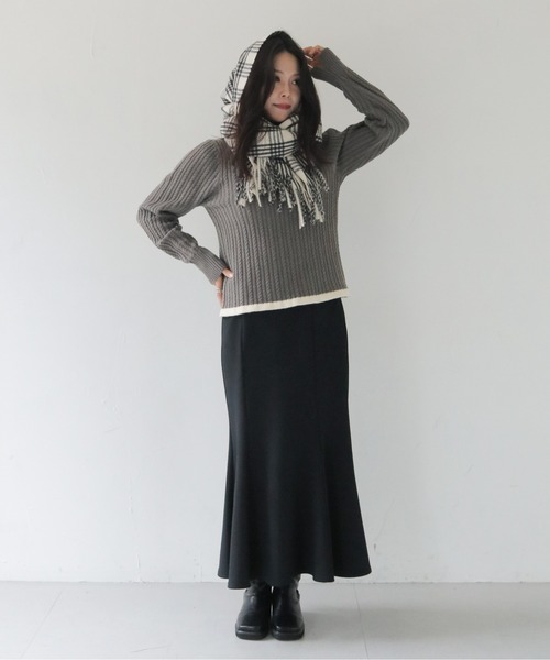 HER CLOSET（ハークローゼット）の「【HER CLOSET】ベーシックチェックマフラーBASIC CHECK MUFFLER（マフラー・レディース・ブラウン系その他/ホワイト系その他・FREE）」の8枚目の写真