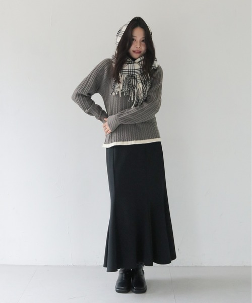 HER CLOSET（ハークローゼット）の「【HER CLOSET】ベーシックチェックマフラーBASIC CHECK MUFFLER（マフラー・レディース・ブラウン系その他/ホワイト系その他・FREE）」の9枚目の写真