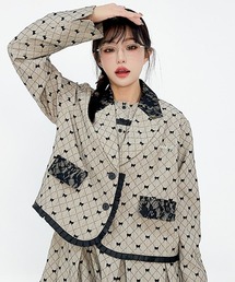 HOOK | HOOK　for girls -original-　リボンキルティング柄 テーラードジャケット　セットアップ可能(テーラードジャケット)