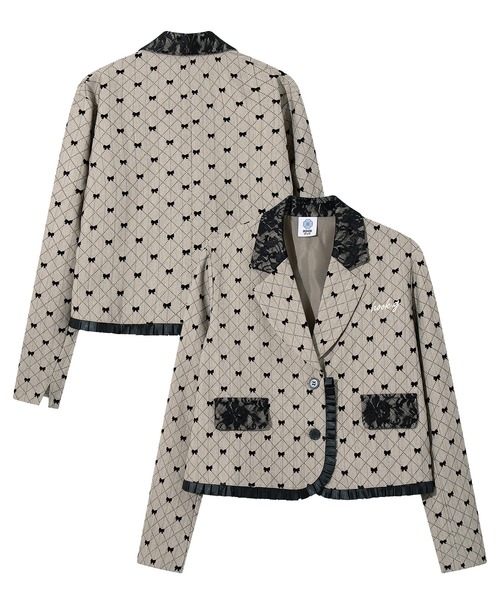 HOOK(フック)の「HOOK for girls -original- リボンキルティング柄 テーラードジャケット セットアップ可能(テーラードジャケット・レディース・ベージュ・LARGE/MEDIUM/SMALL)」の15枚目の写真