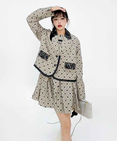 HOOK(フック)の「HOOK for girls -original- リボンキルティング柄 テーラードジャケット セットアップ可能(テーラードジャケット・レディース・ベージュ・LARGE/MEDIUM/SMALL)」の18枚目の写真