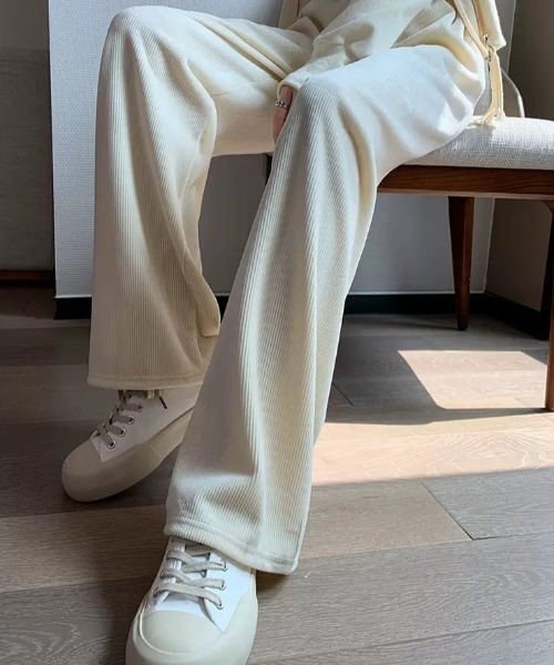 yuue' ( wear )（ユーイ）の「裏起毛コーデュロイワイドパンツ（その他パンツ・レディース・アイボリー/ブラック・FREE）」の6枚目の写真