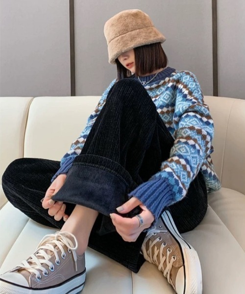 yuue' ( wear )（ユーイ）の「裏起毛コーデュロイワイドパンツ（その他パンツ・レディース・アイボリー/ブラック・FREE）」の14枚目の写真