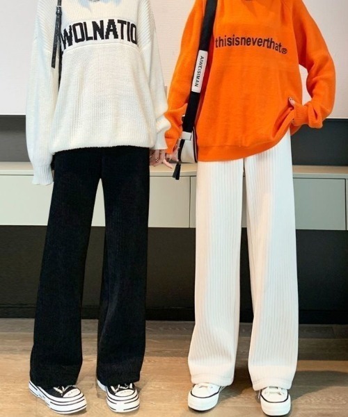 yuue' ( wear )（ユーイ）の「裏起毛コーデュロイワイドパンツ（その他パンツ・レディース・アイボリー/ブラック・FREE）」の10枚目の写真