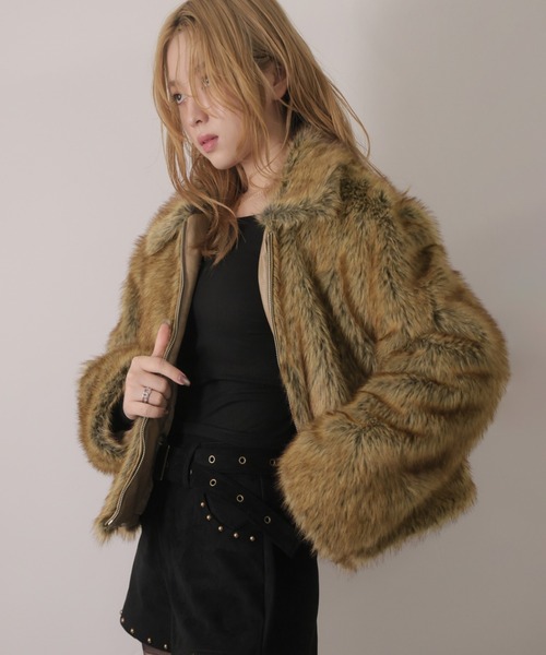 Ulysses（ユリシス）の「ジップアップファーコート（その他アウター・レディース・グレー/ブラウン・F）」の2枚目の写真