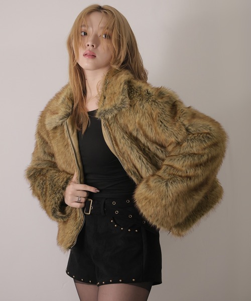 Ulysses（ユリシス）の「ジップアップファーコート（その他アウター・レディース・グレー/ブラウン・F）」の6枚目の写真