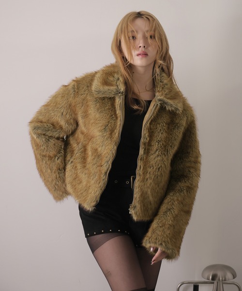 Ulysses（ユリシス）の「ジップアップファーコート（その他アウター・レディース・グレー/ブラウン・F）」の8枚目の写真