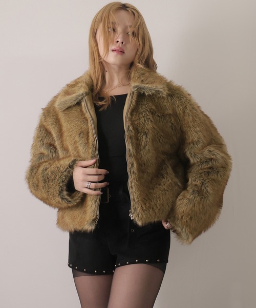 Ulysses（ユリシス）の「ジップアップファーコート（その他アウター・レディース・グレー/ブラウン・F）」の9枚目の写真