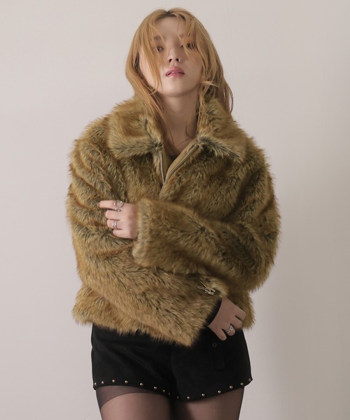 Ulysses（ユリシス）の「ジップアップファーコート（その他アウター・レディース・グレー/ブラウン・F）」の10枚目の写真