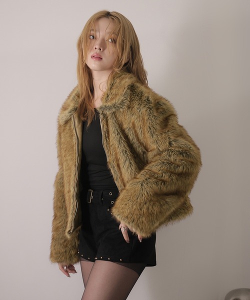 Ulysses（ユリシス）の「ジップアップファーコート（その他アウター・レディース・グレー/ブラウン・F）」の11枚目の写真