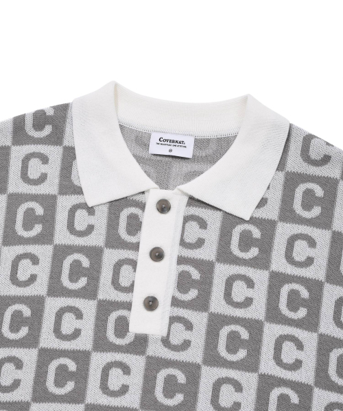COVERNAT(カバーナット)の「Cパターンカラー ハーフニット グレー(ニット/セーター・レディース・その他・SMALL/LARGE/MEDIUM)」の3枚目の写真