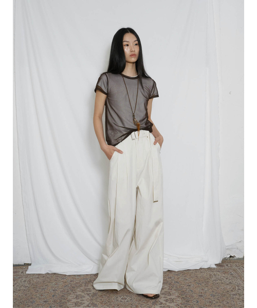FROMWHERE（フロムウェア）の「BELT DETAIL WIDE PANTS CREAM（その他パンツ・レディース・その他・MEDIUM）」の2枚目の写真