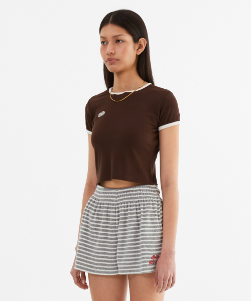 MENASOO(ミナス)の「MNS Span Crop T Shirt_Brown(Tシャツ/カットソー・レディース・ブラウン・1/2)」の2枚目の写真