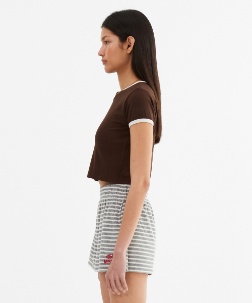 MENASOO(ミナス)の「MNS Span Crop T Shirt_Brown(Tシャツ/カットソー・レディース・ブラウン・1/2)」の3枚目の写真