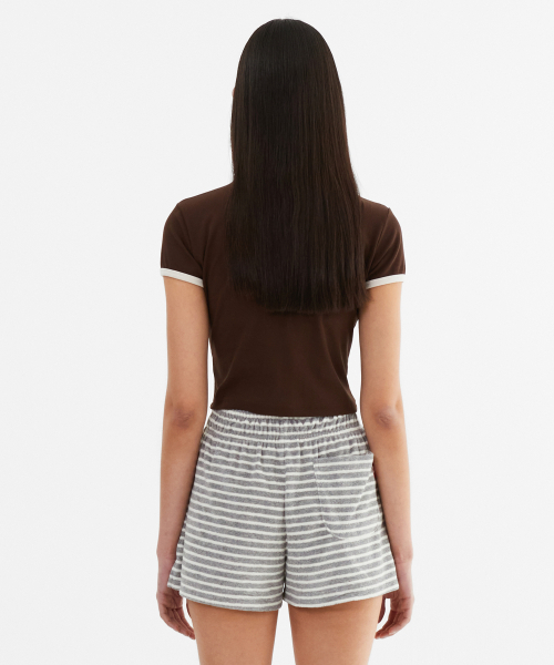 MENASOO(ミナス)の「MNS Span Crop T Shirt_Brown(Tシャツ/カットソー・レディース・ブラウン・1/2)」の4枚目の写真