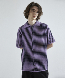 BOUCLE STRIPE SHIRT KNIT [PURPLE]