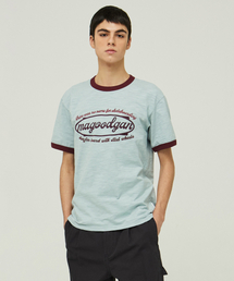スタンシー3711スラブレタリングスタンダードフィットスカイブルーリンガー半袖Tシャツ