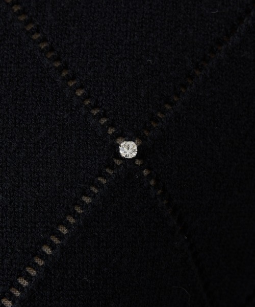 one after another NICE CLAUP（ワンアフターアナザーナイスクラップ）の「ビジュー付配色ポロニット（ニット/セーター・レディース・ピンク/ネイビー/ブラック/オフホワイト・FREE）」の20枚目の写真