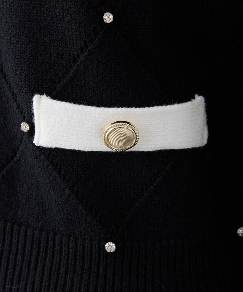 one after another NICE CLAUP（ワンアフターアナザーナイスクラップ）の「ビジュー付配色ポロニット（ニット/セーター・レディース・ピンク/ネイビー/ブラック/オフホワイト・FREE）」の22枚目の写真