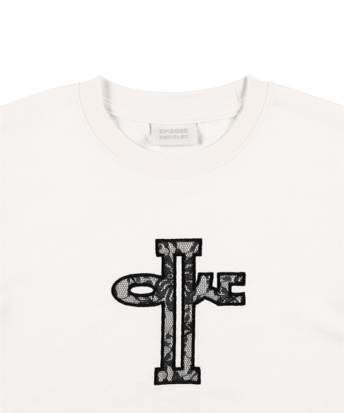 EPISODE UNTITLED(エピソードアンタイトルド)の「レースアップリケロゴクロップTシャツホワイト(Tシャツ/カットソー・レディース・ホワイト・FREE)」の4枚目の写真