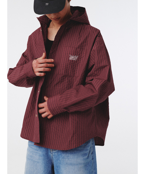 KIJUN MEN（キジュンメンズ）の「Check Hoodie Shirt Red（その他アウター・メンズ・その他・MEDIUM/LARGE/X-LARGE）」の3枚目の写真