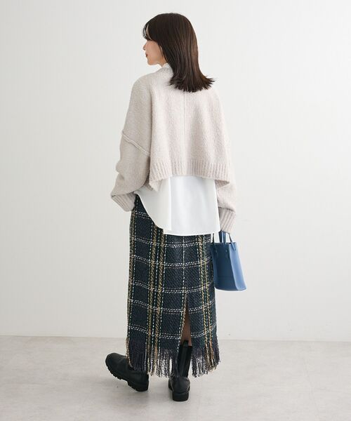 Green Parks(グリーンパークス)の「・Petit Fleur ブークレワイドニット(ニット/セーター・レディース・ブルー/オフホワイト/ブラック/ピンク/ライトグレー・FREE)」の8枚目の写真