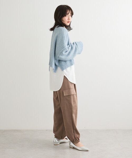 Green Parks(グリーンパークス)の「・Petit Fleur ブークレワイドニット(ニット/セーター・レディース・ブルー/オフホワイト/ブラック/ピンク/ライトグレー・FREE)」の13枚目の写真