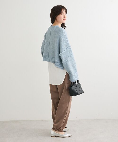 Green Parks(グリーンパークス)の「・Petit Fleur ブークレワイドニット(ニット/セーター・レディース・ブルー/オフホワイト/ブラック/ピンク/ライトグレー・FREE)」の14枚目の写真