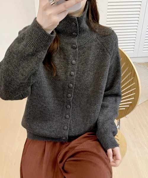 Miniministore(ミニミニストア)の「くるみボタンハイネックニットカーディガン(ニット/セーター・レディース・アイボリー/ライトイエロー/ワインレッド/ブルーグリーン/ダークグレー/ライトグレー/ブラック・FREE)」の15枚目の写真