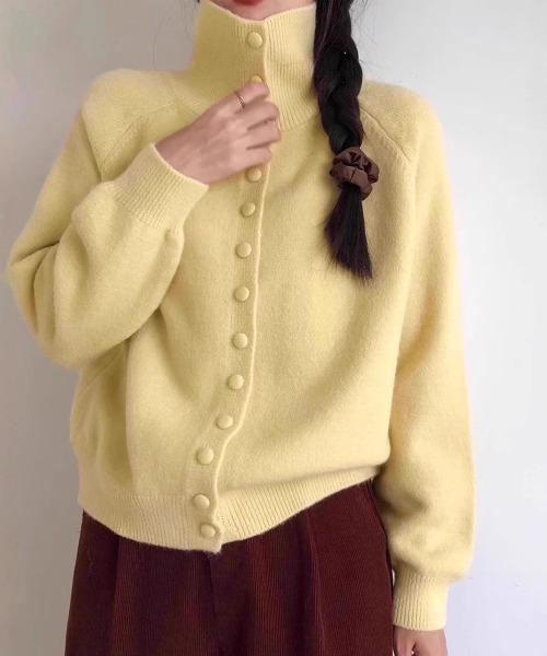 Miniministore(ミニミニストア)の「くるみボタンハイネックニットカーディガン(ニット/セーター・レディース・アイボリー/ライトイエロー/ワインレッド/ブルーグリーン/ダークグレー/ライトグレー/ブラック・FREE)」の17枚目の写真