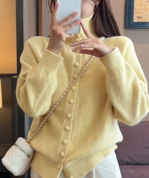 Miniministore(ミニミニストア)の「くるみボタンハイネックニットカーディガン(ニット/セーター・レディース・アイボリー/ライトイエロー/ワインレッド/ブルーグリーン/ダークグレー/ライトグレー/ブラック・FREE)」の20枚目の写真