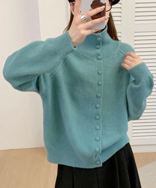 Miniministore(ミニミニストア)の「くるみボタンハイネックニットカーディガン(ニット/セーター・レディース・アイボリー/ライトイエロー/ワインレッド/ブルーグリーン/ダークグレー/ライトグレー/ブラック・FREE)」の22枚目の写真