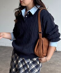 U.S. POLO ASSN. | フェイクレイヤードケーブルニットポロ(ニット/セーター)