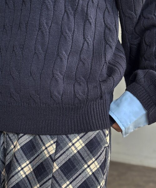 U.S. POLO ASSN.（ユーエスポロアッスン）の「フェイクレイヤードケーブルニットポロ（ニット/セーター・レディース・グレー/ネイビー/アイボリー・FREE）」の20枚目の写真