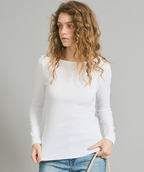 coca(coca)(コカ)の「ボートネックロングTシャツ(Tシャツ/カットソー・レディース・ブラック/ホワイト/グレー・XL/S/M/L)」の2枚目の写真