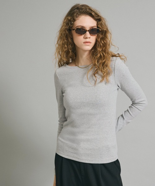 coca(coca)(コカ)の「ボートネックロングTシャツ(Tシャツ/カットソー・レディース・ブラック/ホワイト/グレー・XL/S/M/L)」の19枚目の写真