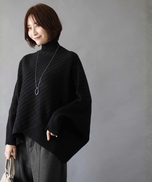 Ehre style(エーレスタイル)の「ゆるさが癖になる、ひとクセニット(ニット/セーター・レディース・ブラック/グレー/アイボリー・FREE)」の1枚目の写真