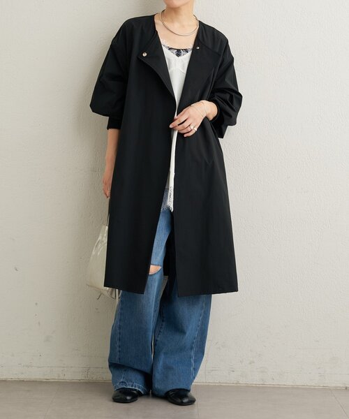 Omekashi（オメカシ）の「袖リブライトトレンチコート（トレンチコート・レディース・ベージュ/ブラック・FREE）」の5枚目の写真